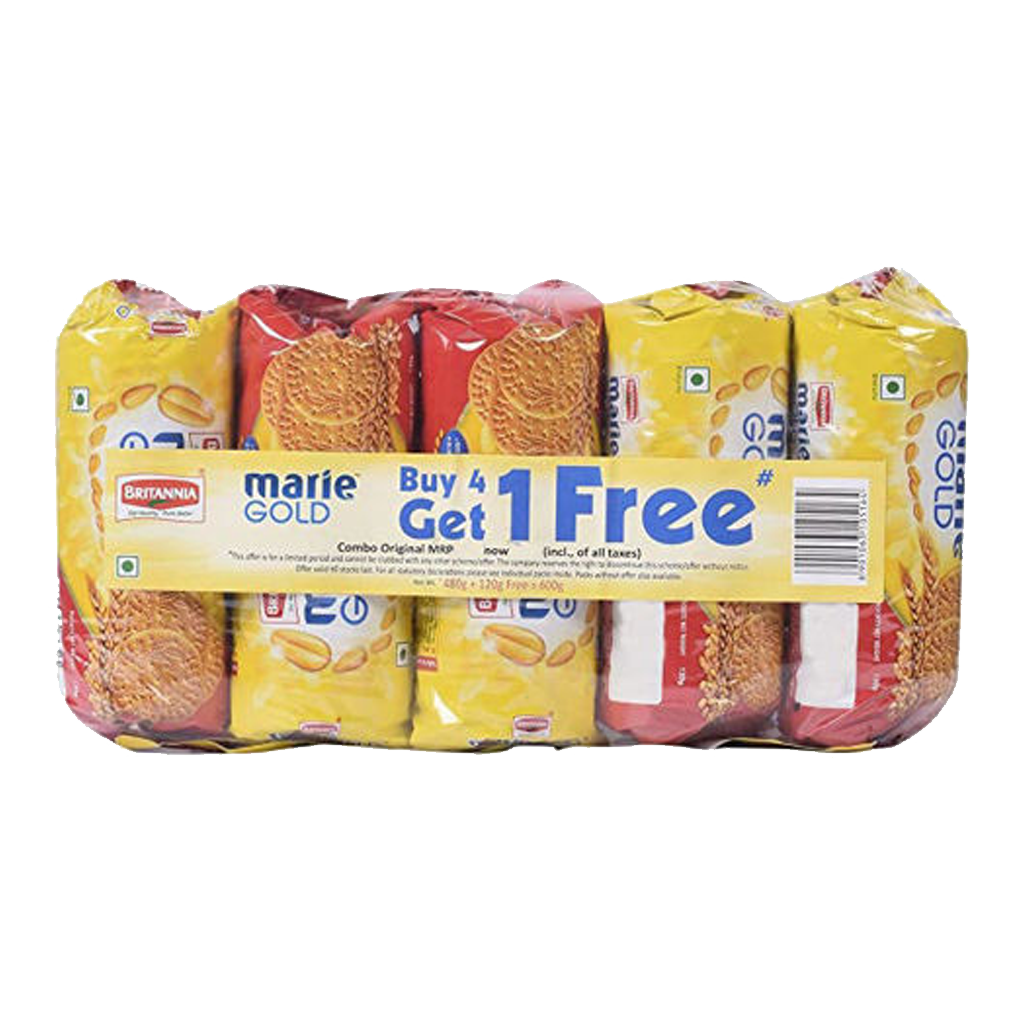 BRITANNIA MARIE GOLD BUY4 GET1-600G PACK