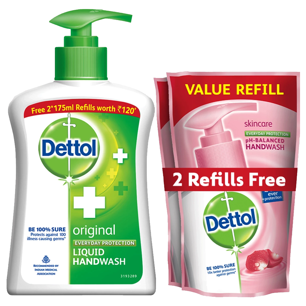 DETTOL HANDWASH-ORIGINAL PUMP 200ML +2 REFILL PACK