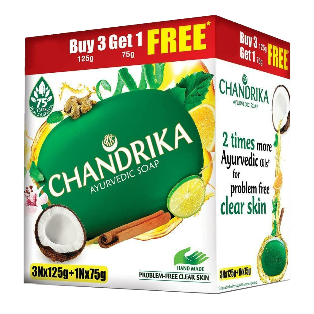 CHANDRIKA AYURVEDIC SOAP 3*125G+1*75G PACK
